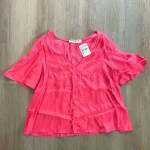 Amanda Uprichard Pink Silk Short Sleeve Blouse size XS